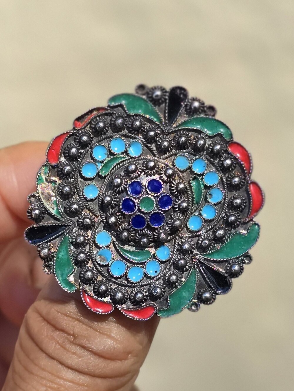 1900's antique 1000 stamped (100 percent pure sterling silver) Asian brooch